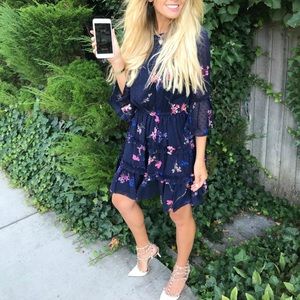 Eliza J Dresses - Floral blue & pink dress Eliza J Dresses - Floral blue & pink dress